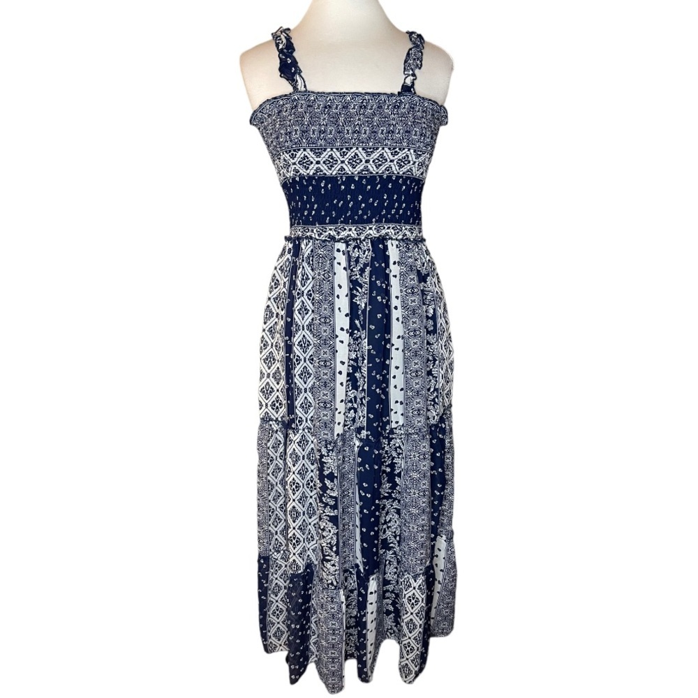 Ellen Weaver Tiered Skirt Bandana Print Dress Sz M - Picture 2 of 7